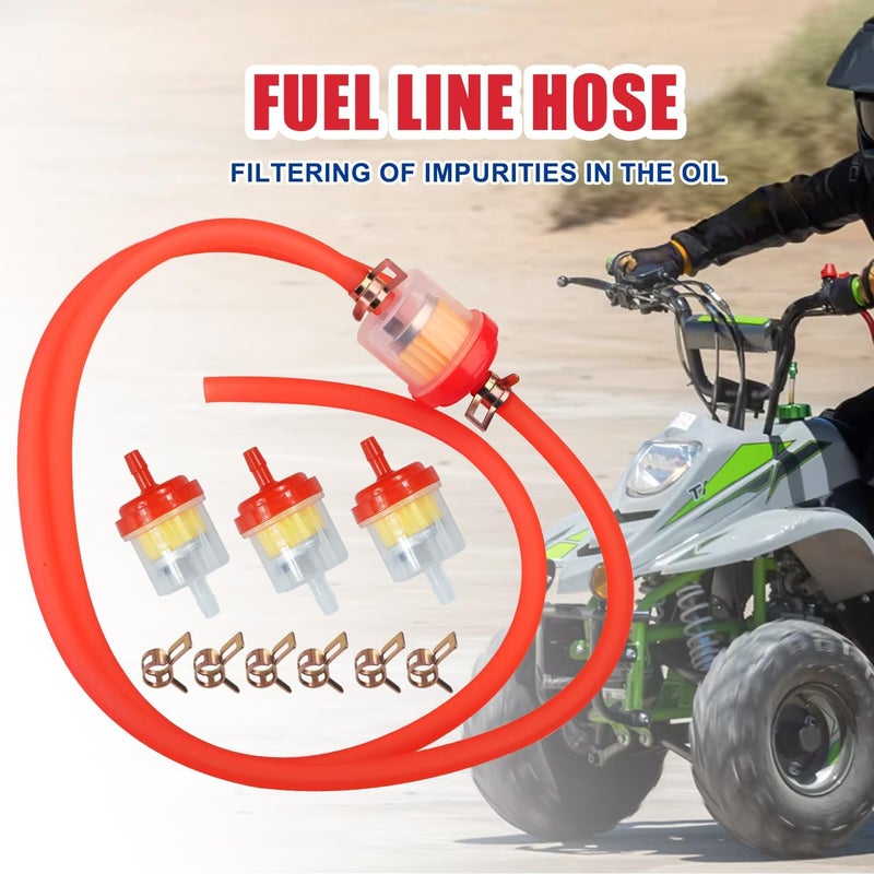 HOOUP Dirt Bike Gas Fuel Line Hose Fuel Filter for 50cc 110cc 125cc TaoTao Coolster Apollo GY6 Motorcycle Pit Bike Motocross Pocket Bike Chinese Atv Four Wheeler Moped Scooter Quad Go Kart Parts Red - Image 2